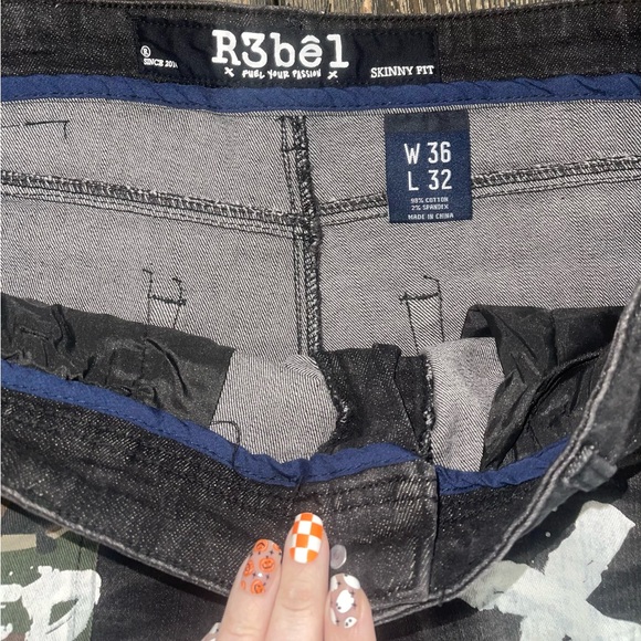 Urban Camo and Black Graphic Skinny Jeans - Picture 7 of 8